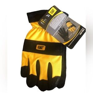 New CAT Outdoor Leather Lined Work Glove Mens Sz. L Shirred Wrist Cowhide Palm